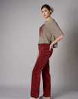 Maroon Soho Straight Leg Corduroy Pant