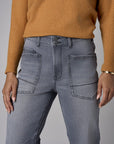 Gray Wash Patch Pocket Tapered Jean