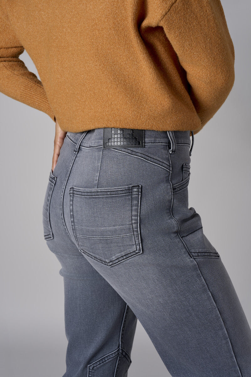 Gray Wash Patch Pocket Tapered Jean