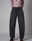 Dark Vintage Wash Relaxed Barrel Leg Jean