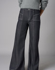 Gray Patch Pocket Wide Leg Jean