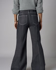 Gray Patch Pocket Wide Leg Jean