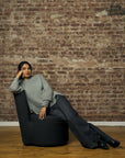 Gray Patch Pocket Wide Leg Jean