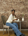 Let your outfit shine with this classic 'Vintage Whisker Wash' Braid Wide Leg Jean.