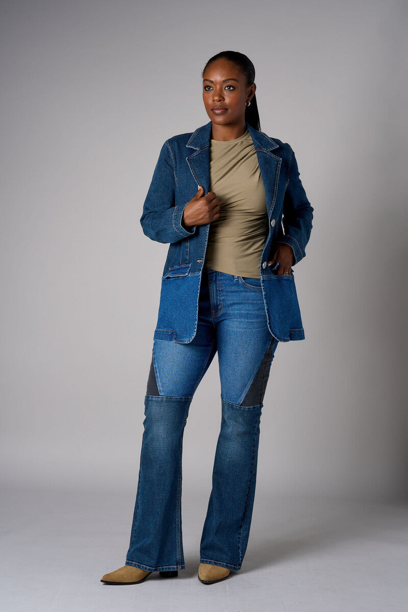 Mixed-wash 5 pocket vintage whisker washed jeans