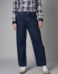 Indigo Wash Barrel Leg Jean