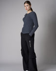 Love your look in the exclusive 'Black' Wide Leg Cargo Pant.
