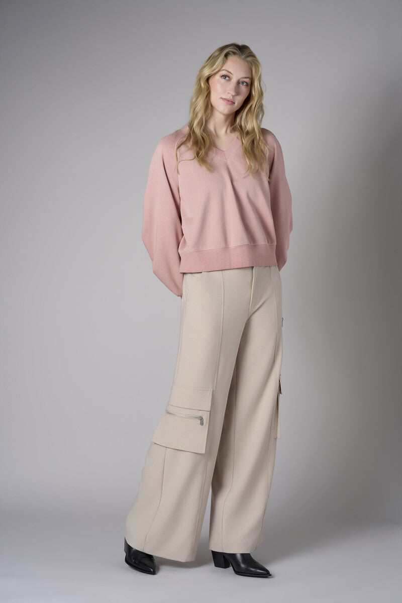 The perfect blend of style and color: 'Bone White' Wide Leg Cargo Pant.
