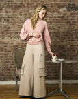 The perfect blend of style and color: 'Bone White' Wide Leg Cargo Pant.