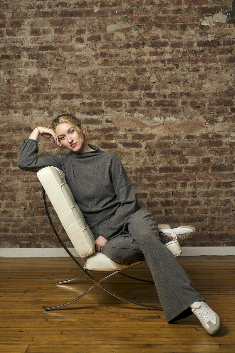Turn heads with this modern 'Gray' Pintuck Lounge Pant.