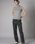 Dark Gray Print Carpenter Straight Leg