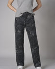 Dark Gray Print Carpenter Straight Leg
