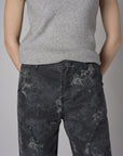 Dark Gray Print Carpenter Straight Leg