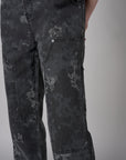 Dark Gray Print Carpenter Straight Leg