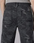 Dark Gray Print Carpenter Straight Leg