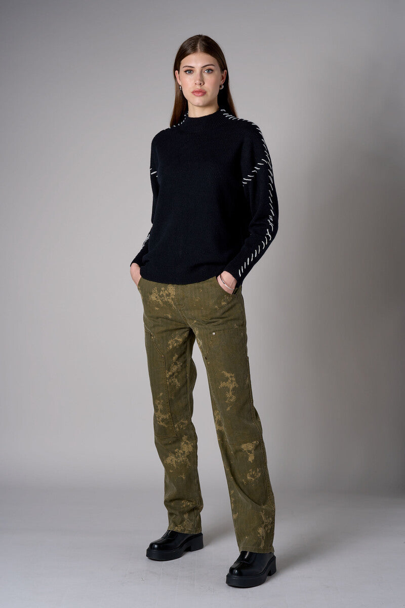 Olive Print Carpenter Pant