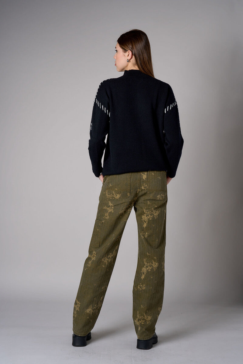 Olive Print Carpenter Pant