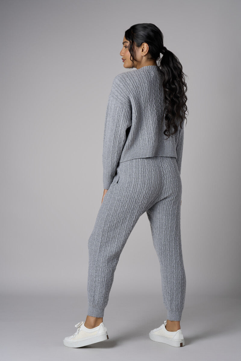 The 'Gray' Cable Knit Jogger: designed for versatile appeal.