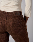 Brown Oxford Snake Taper Leg Jean with 5 pocket styling