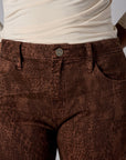 Brown Oxford Snake Taper Leg Jean with 5 pocket styling