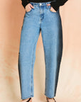 Vintage Wash Crescent Leg Jean