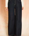 Dark Indigo Side Gusset Wide Leg Jean