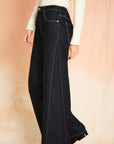 Dark Indigo Side Gusset Wide Leg Jean
