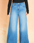 Light Indigo Side Gusset Wide Leg Jean