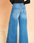 Light Indigo Side Gusset Wide Leg Jean