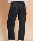 Indigo Spliced Seam Crescent Leg Jean