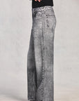 Grey Knit Denim Straight Leg