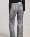 Grey Knit Denim Straight Leg
