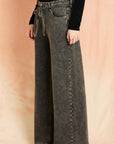 Black Tie Waist Knit Wide Leg