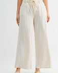 Cream Adjustable Waist Wide Leg