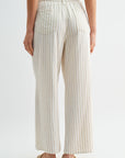 Cream Adjustable Waist Wide Leg