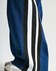 Indigo Petite Athletic Striped Wide Leg Jean