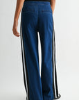 Indigo Petite Athletic Striped Wide Leg Jean