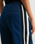 Indigo Petite Athletic Striped Wide Leg Jean