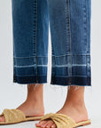 Medium Indigo Denim Release Hem Crop Straight Leg
