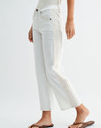 Ivory Denim Embroidered Straight Leg Crop Jean- White