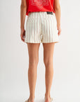 Pearl with Tamarind Stripe Pleated Trouser Short