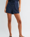 Navy Eyelet Short