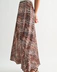 Brown Multi Plus-Size Savoy Bias Skirt
