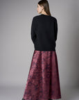 Maroon abstract animal print savoy bias maxi skirt