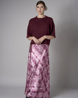 Rose plaid animal print savoy bias maxi skirt