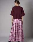 Rose plaid animal print savoy bias maxi skirt