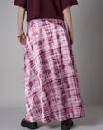 Rose plaid animal print savoy bias maxi skirt