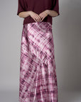 Rose plaid animal print savoy bias maxi skirt