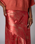Rust Ochre Multi abstract animal print savoy bias maxi skirt