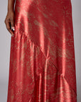 Rust Ochre Multi abstract animal print savoy bias maxi skirt